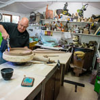 John Higgins at work in his studio 2018